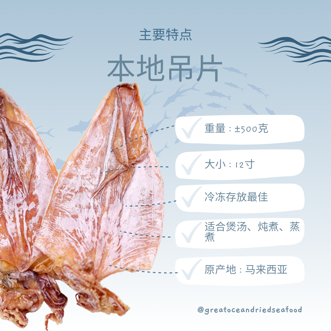 [12inch-500g] Great Ocean Dried Loligo | Sotong Kering | Dried Cuttlefish | 丁加奴吊片