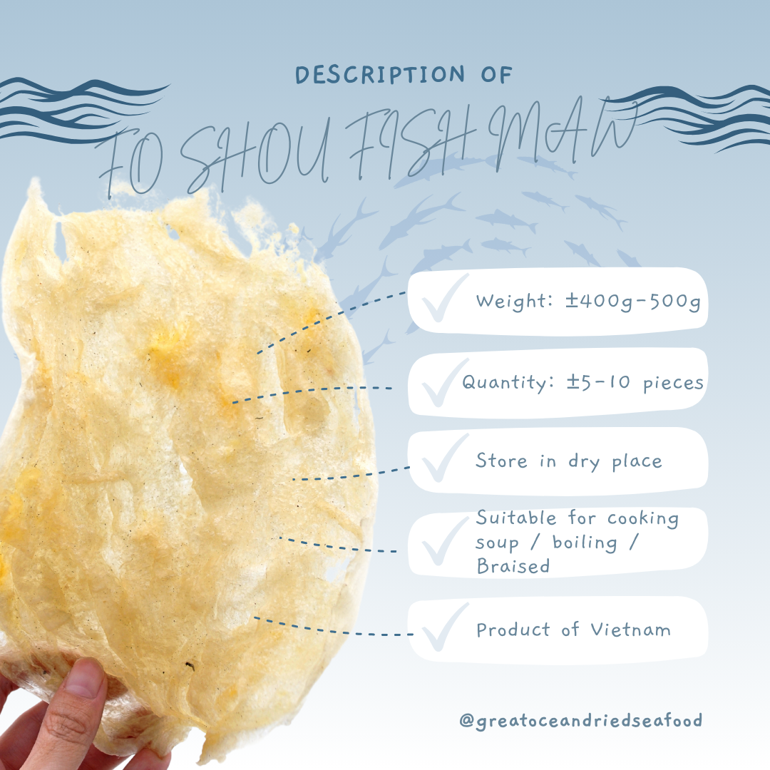 Great Ocean Dried Fo Shou Fish maw | 干佛手鰾 鱼鳔 (400g-500g)