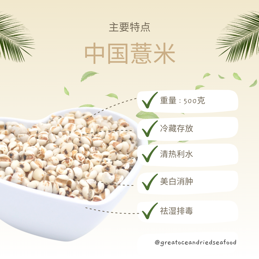 [500g] Great Mountain Chinese Barley (Raw) | 中国薏米仁 (生)