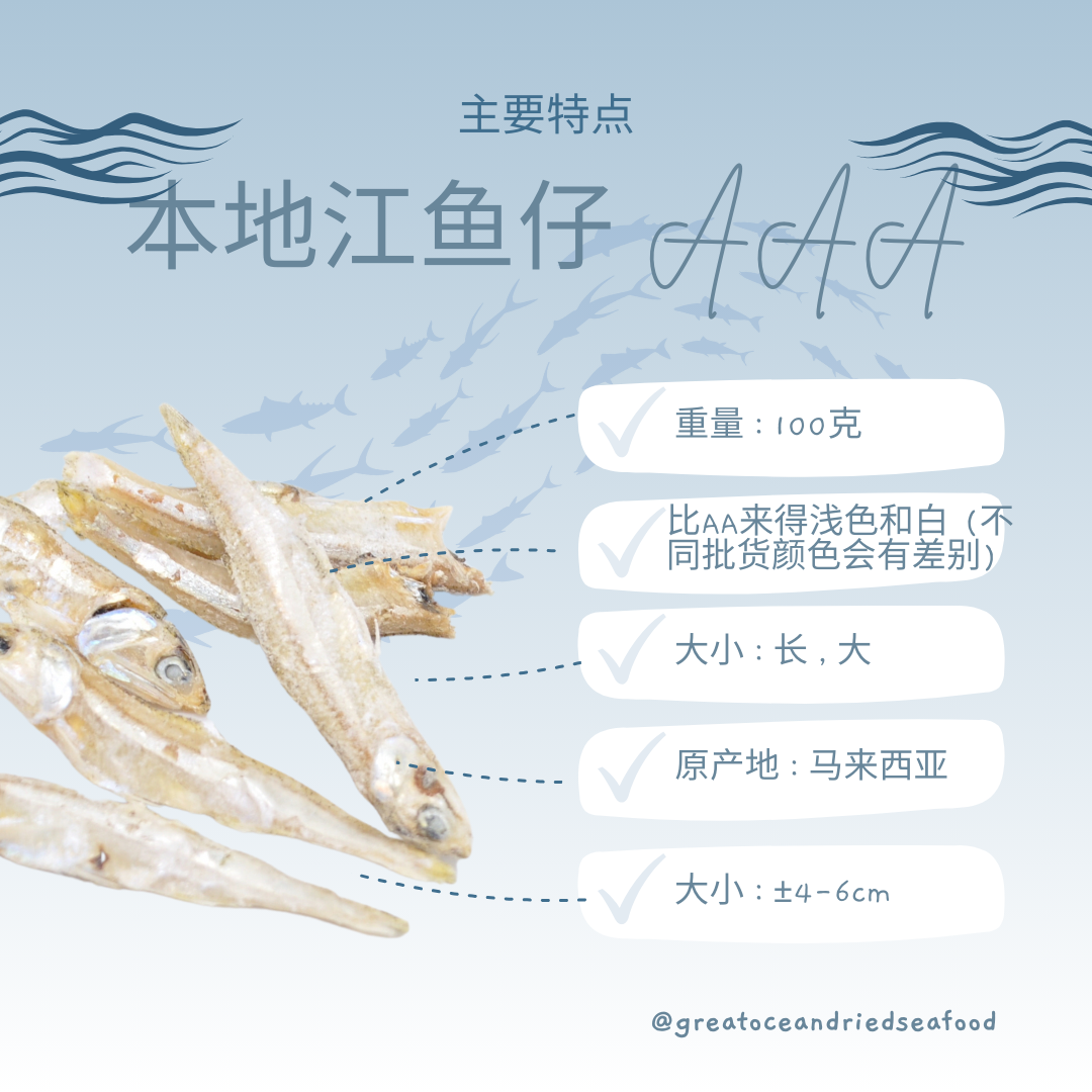 [100g -AA] Great Ocean Ikan Bilis AA | 本地江鱼仔 AA