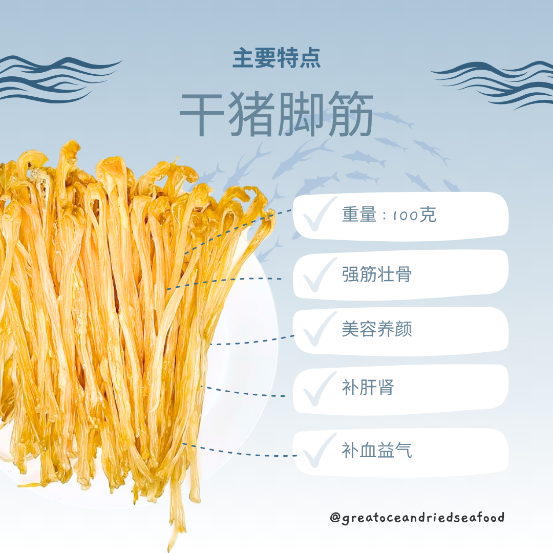 [100g] Great Ocean Dried Pork Tendon | 精选 干猪脚筋