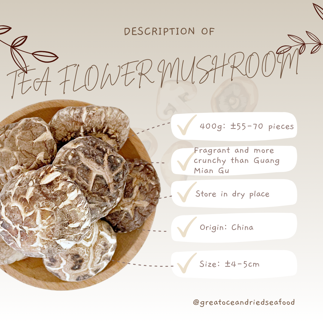 [400g] Great Ocean Tea Flower Dried Mushroom | 仿木茶花菇AA级