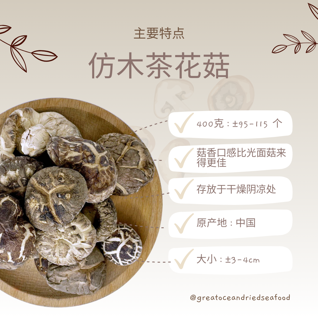 [400g] Great Ocean Tea Flower Dried Mushroom | 仿木茶花菇AA级