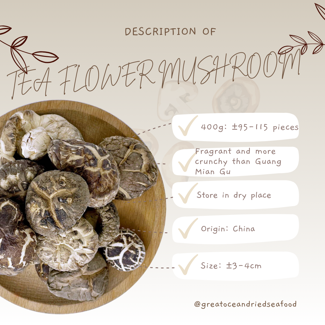 [400g] Great Ocean Tea Flower Dried Mushroom | 仿木茶花菇AA级