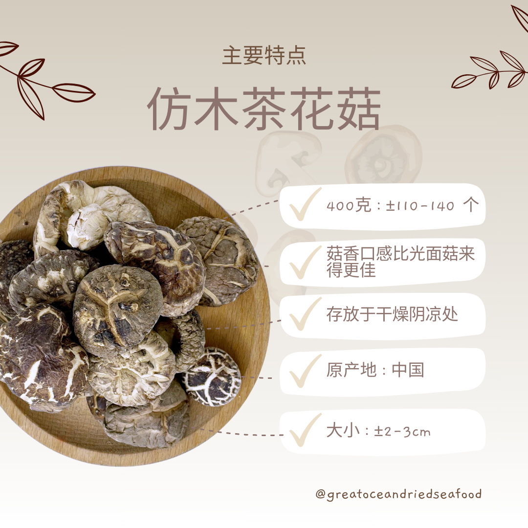[400g] Great Ocean Tea Flower Dried Mushroom | 仿木茶花菇AA级