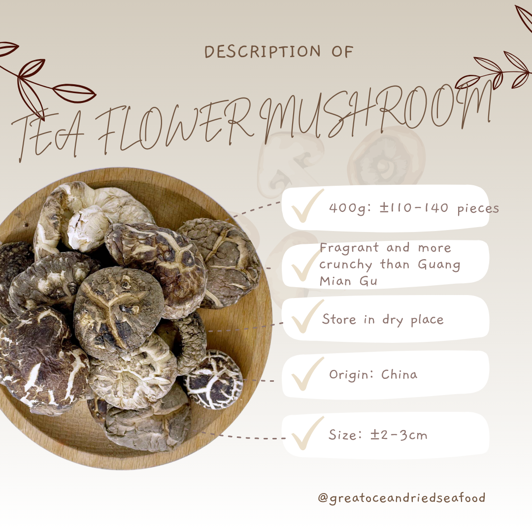 [400g] Great Ocean Tea Flower Dried Mushroom | 仿木茶花菇AA级