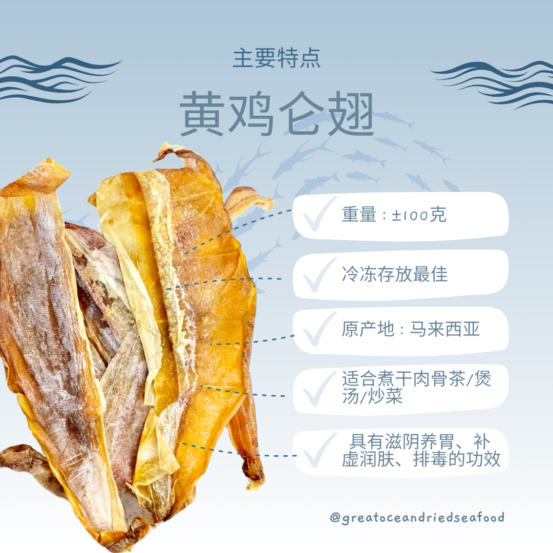 [100g] Great Ocean Dried Octopus | 黄鸡仑头 | 黄鸡仑翅 | 干墨鱼