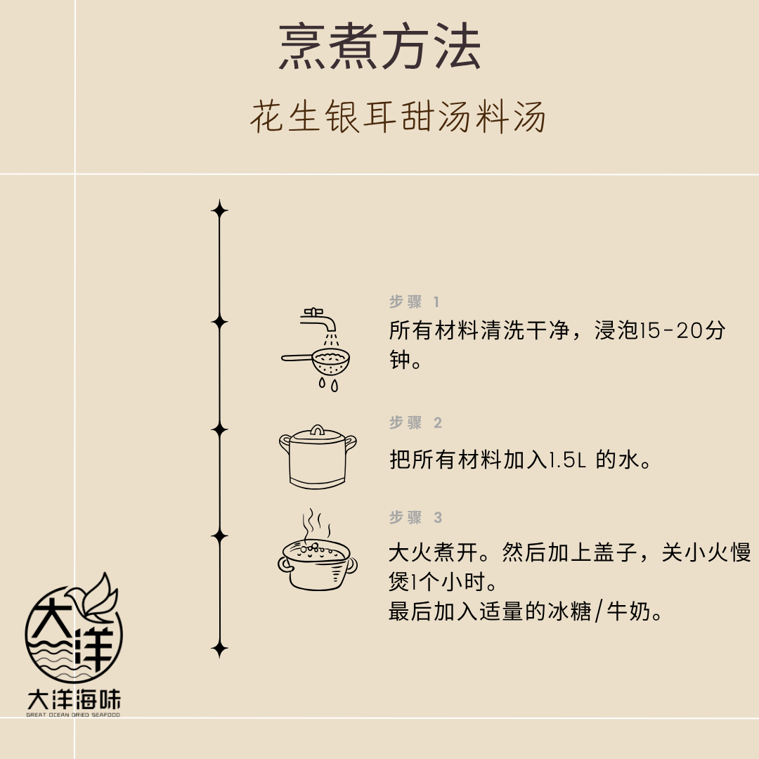 花生银耳甜汤料汤 Peanut Snow Fungus Dessert Soup ±350g