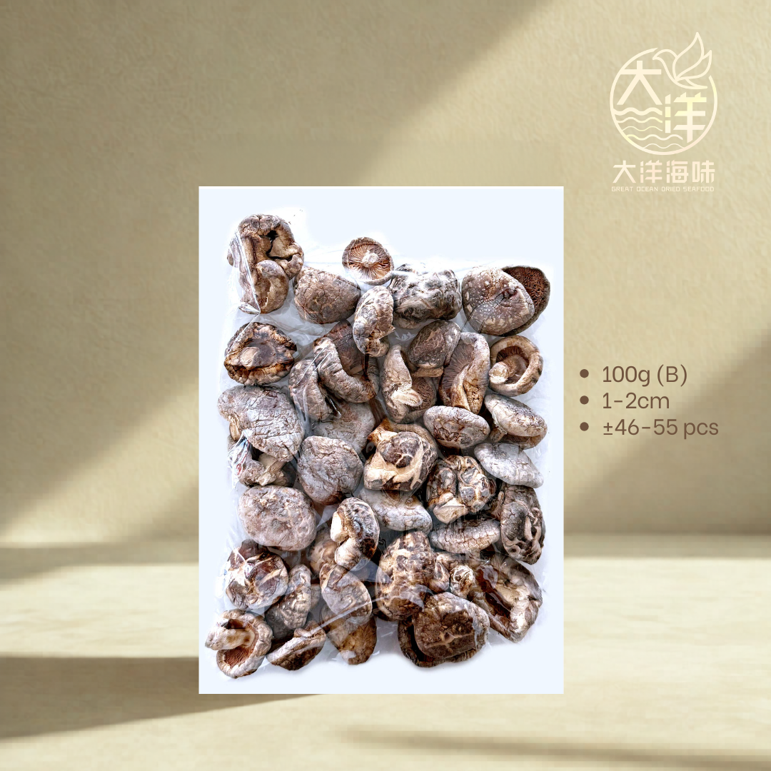 茶花菇 (B) 100g Tea Flower Mushroom (B)｜花菇 香菇干货 炖汤煲汤食材 鲜香浓郁 Dried Mushroom  (B-100g)