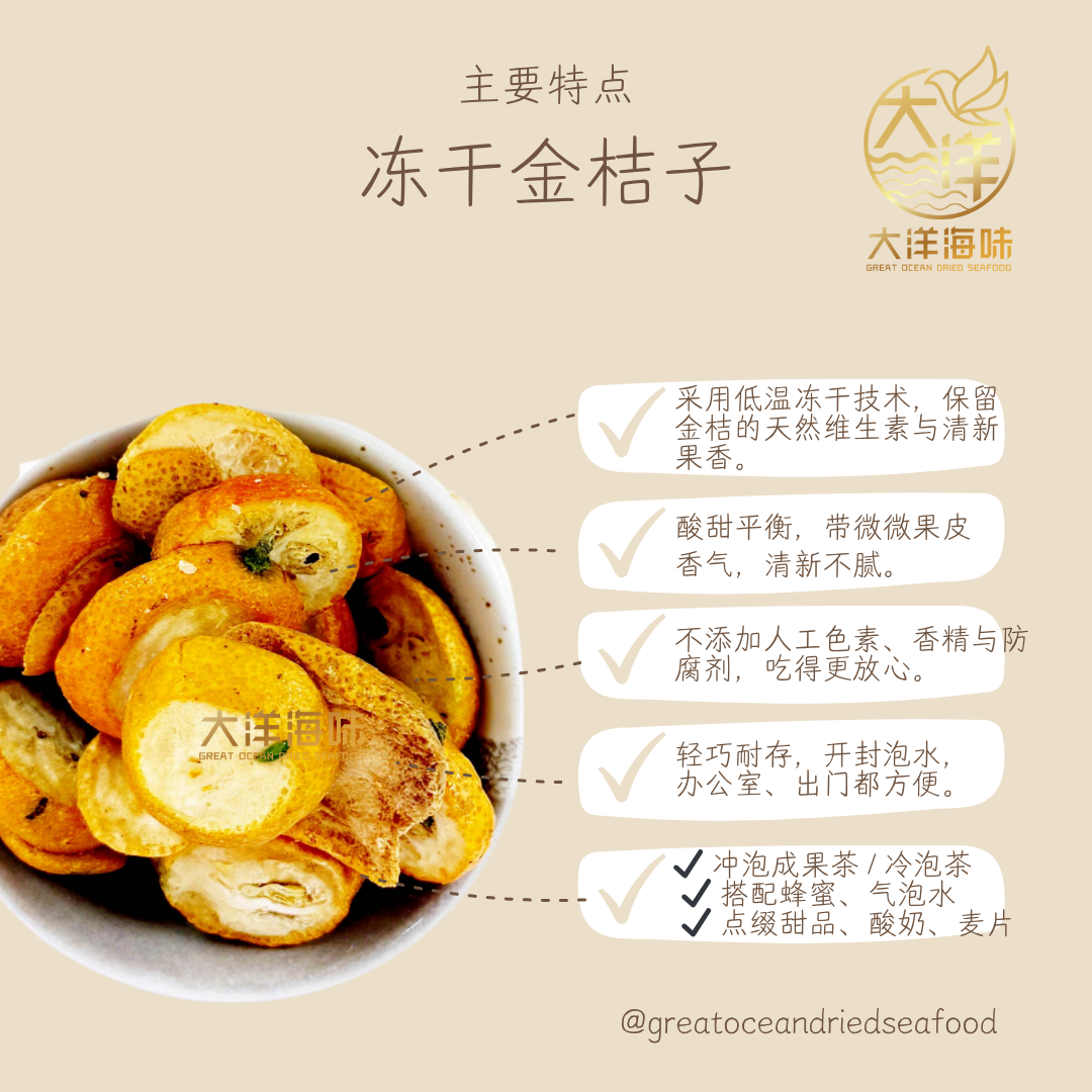 冻干金桔｜Freeze Dried Limau Kumquat｜润喉清爽金桔饮 即冲水果茶｜无添加健康饮品 20g