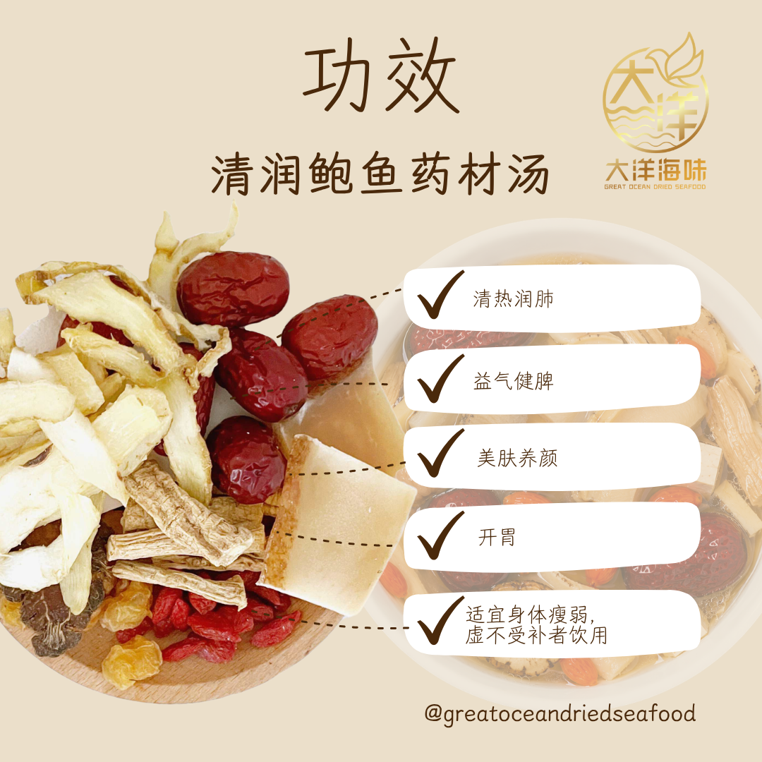 清润鲍鱼药材汤 Abalone Herbal Soup Pack ±120g
