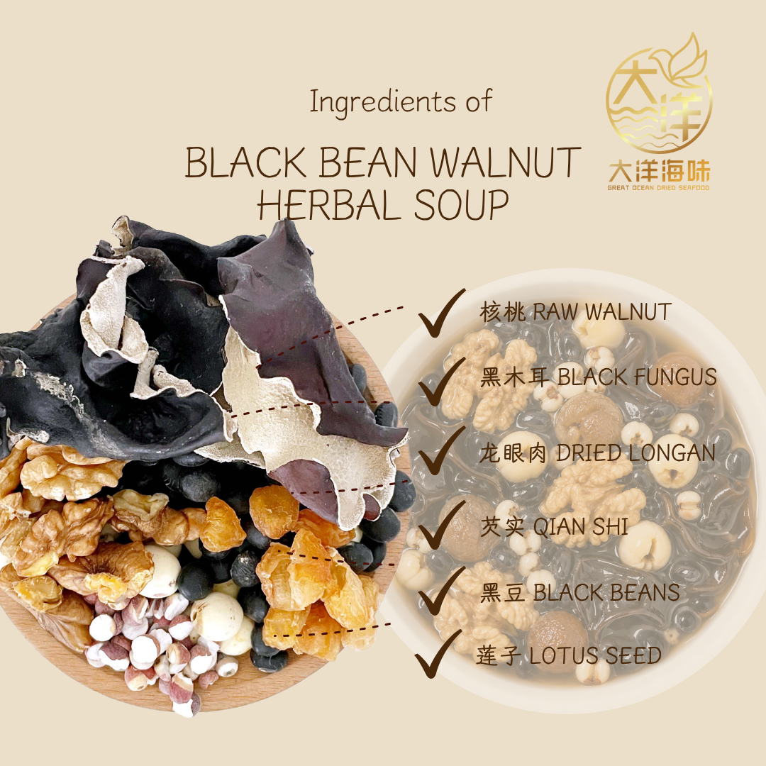 核桃芡实黑豆汤包 Black Bean Walnut Herbal Soup ±168g