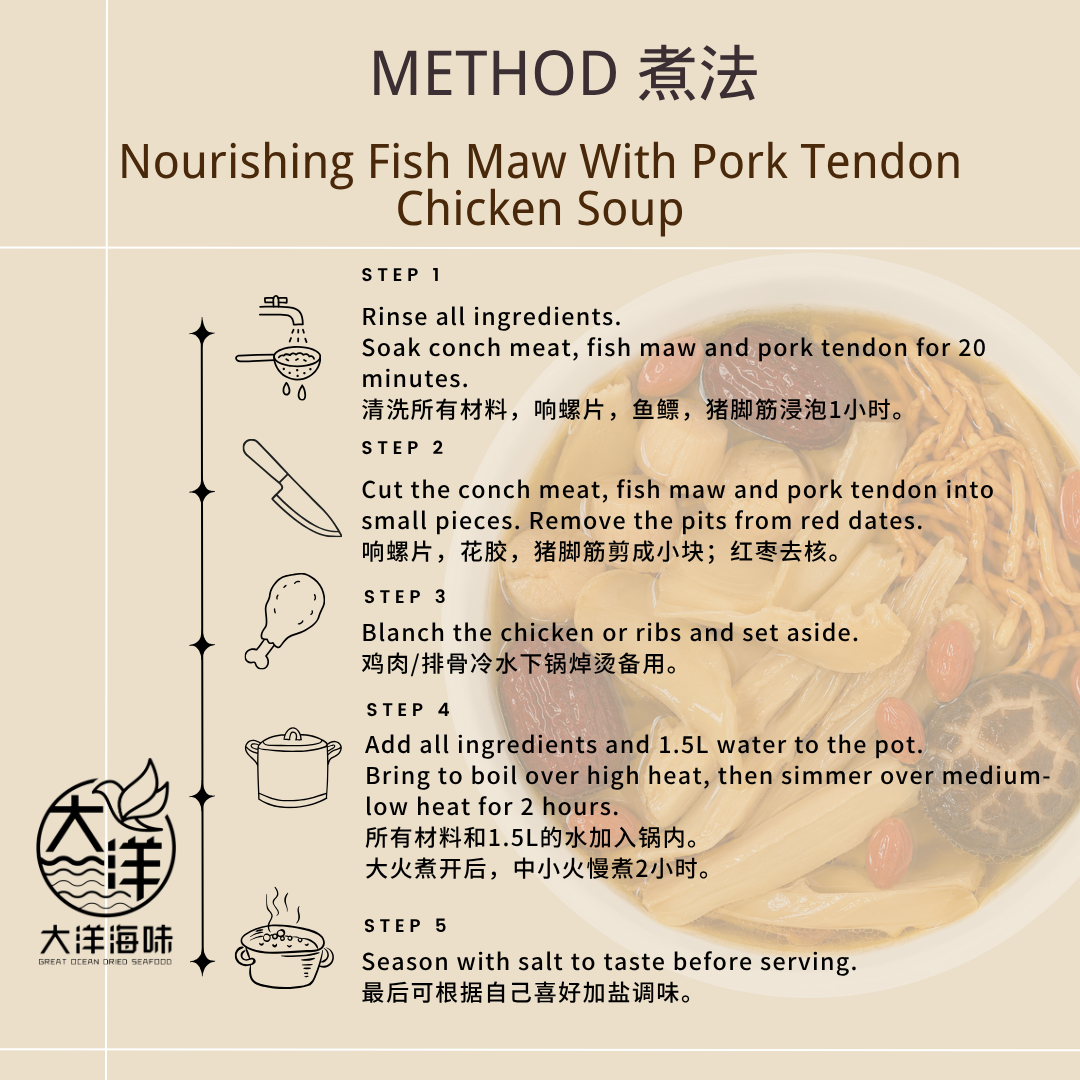 花胶猪脚筋鸡汤料 Nourishing Fish Maw Pork Tendon Chicken Soup ±120g